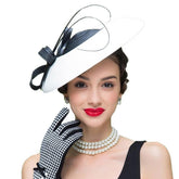 Black White Weddings Church Derby Royal Fascinator Hat - FashionByTeresa